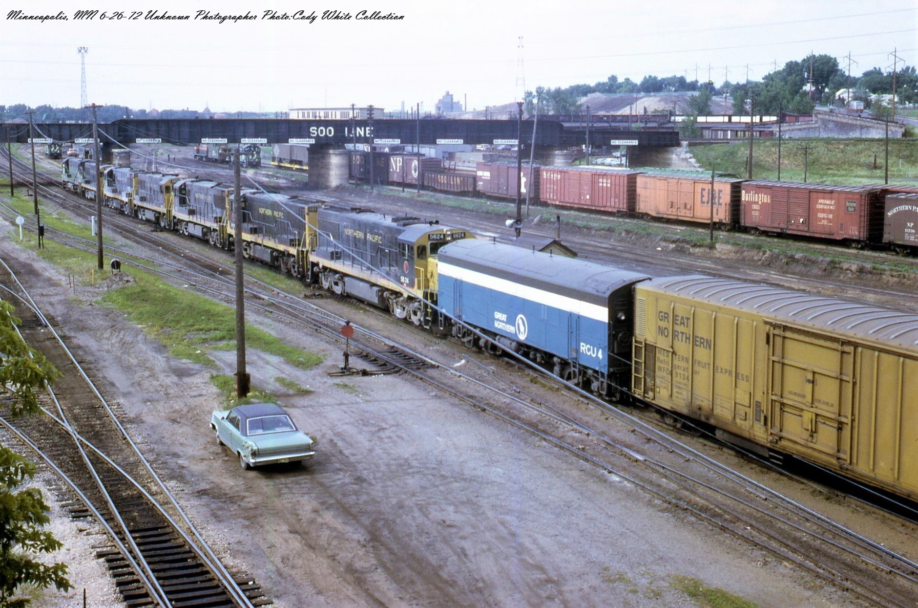 Burlington Northern Train at Northtown Yard in 1972