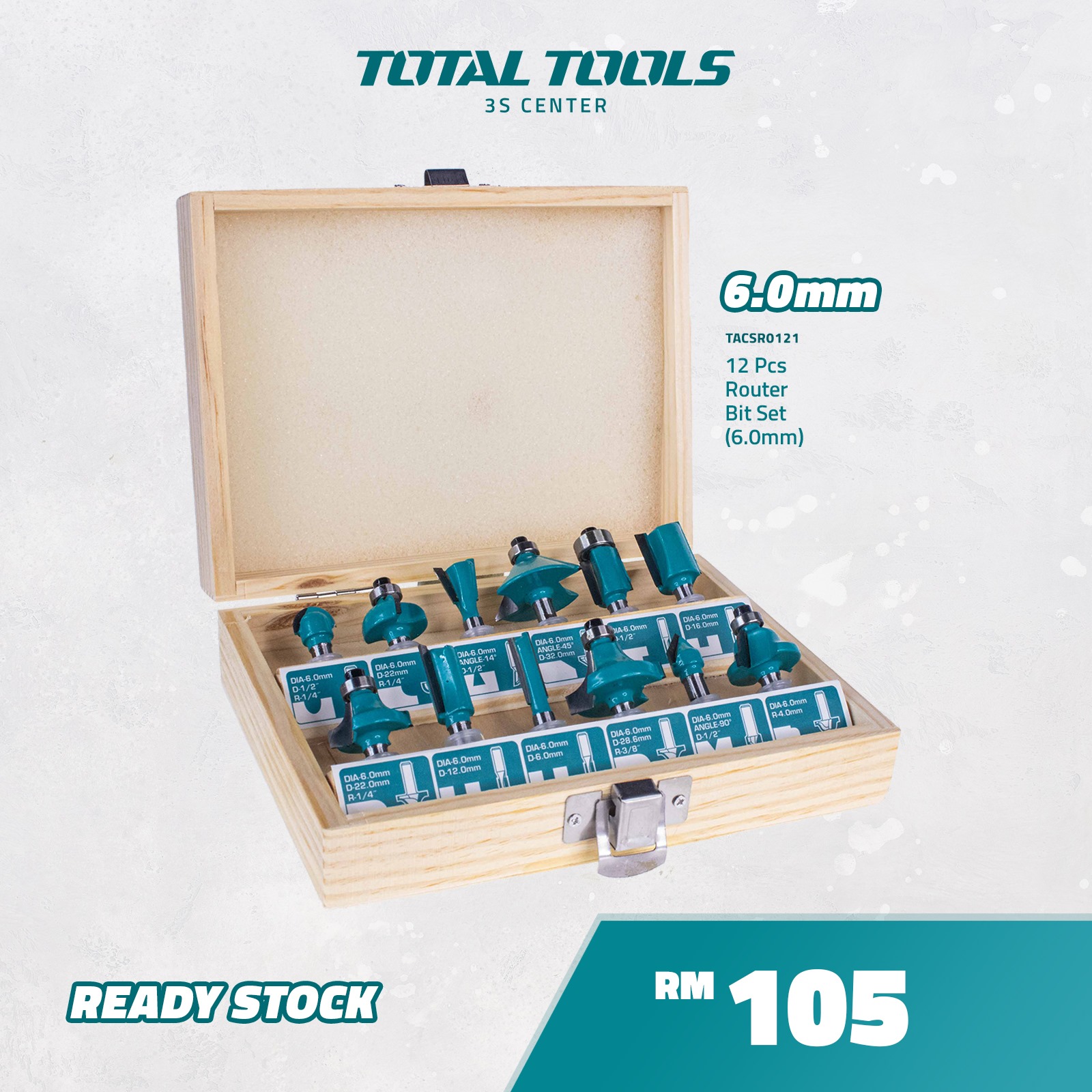 TOTAL 12 Pcs Router Bit Set (6mm)... - TOTAL Tools 3S Center | Facebook
