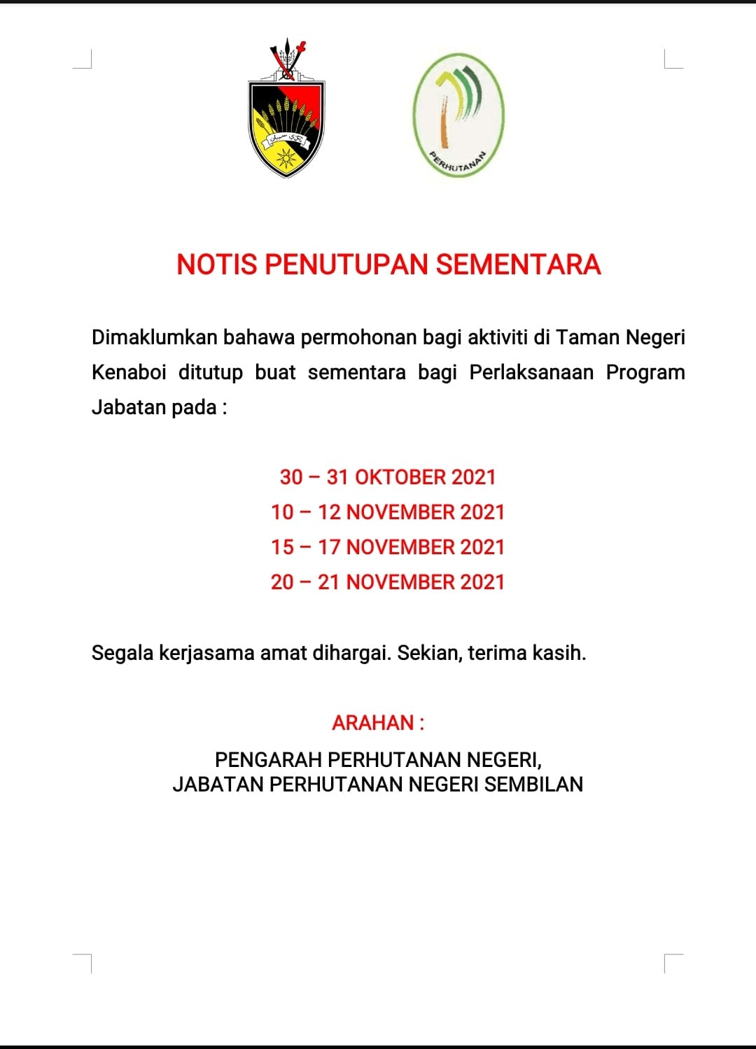 Jabatan Perhutanan Negeri Negeri Sembilan Darul Khusus Facebook