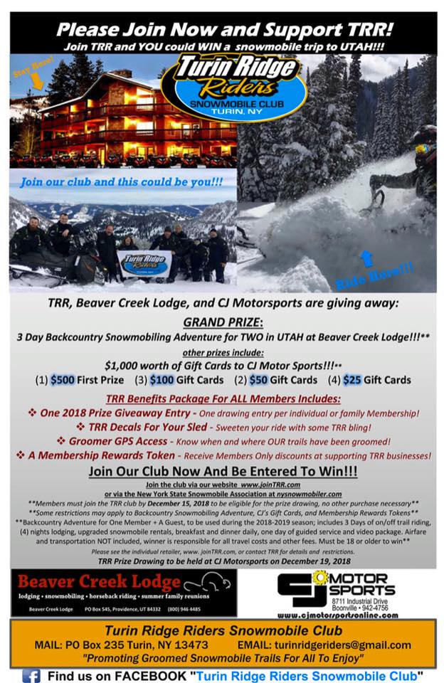 Turin Ridge Riders Snowmobile Club “Highest Club on Tug Hill” - Join ...
