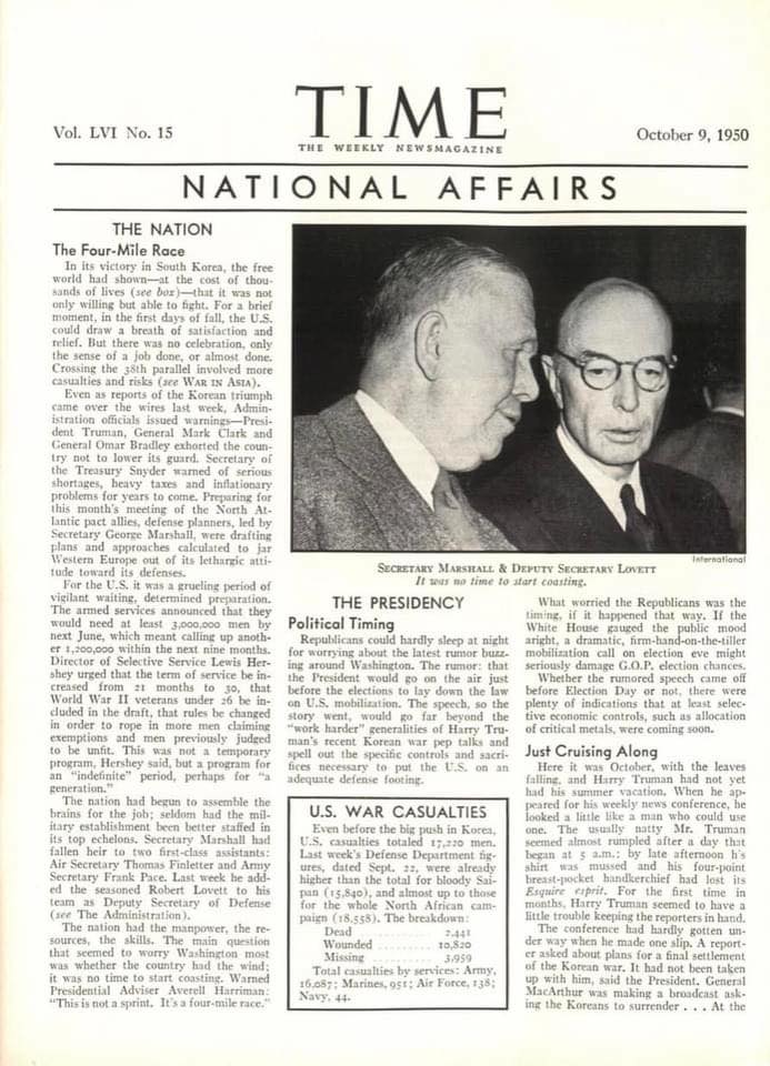 Korean War Pics and Stories | #OTD 9 OCTOBER 1950 - TIME magazine page ...