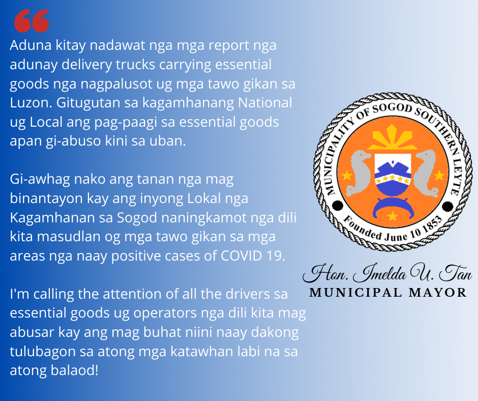 Soo - OFFICIAL ANNOUNCEMENT 📢📢📢 Aduna kitay nadawat nga mga report nga ...