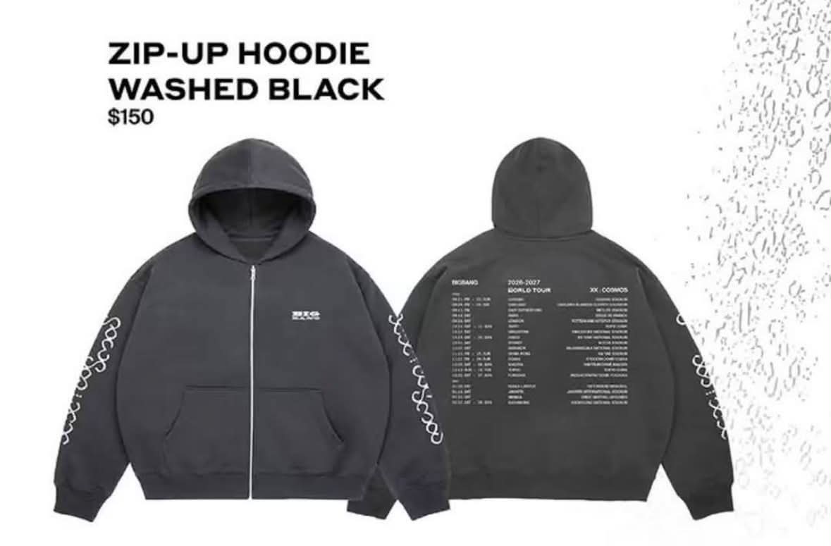 For sale: Big Bang World Tour 2026 black zip-up hoodie, size Small