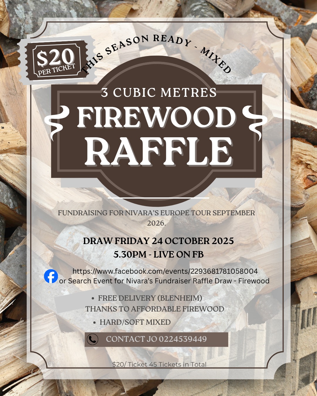 Nivara's Fundraiser Raffle Draw - Firewood