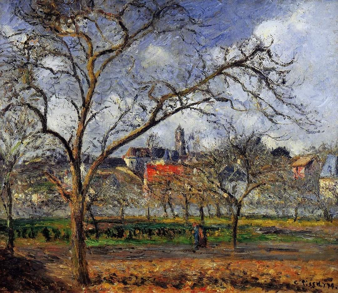 Camille Pissarro, Ducks on the Pond at Montfoucault #art #painting