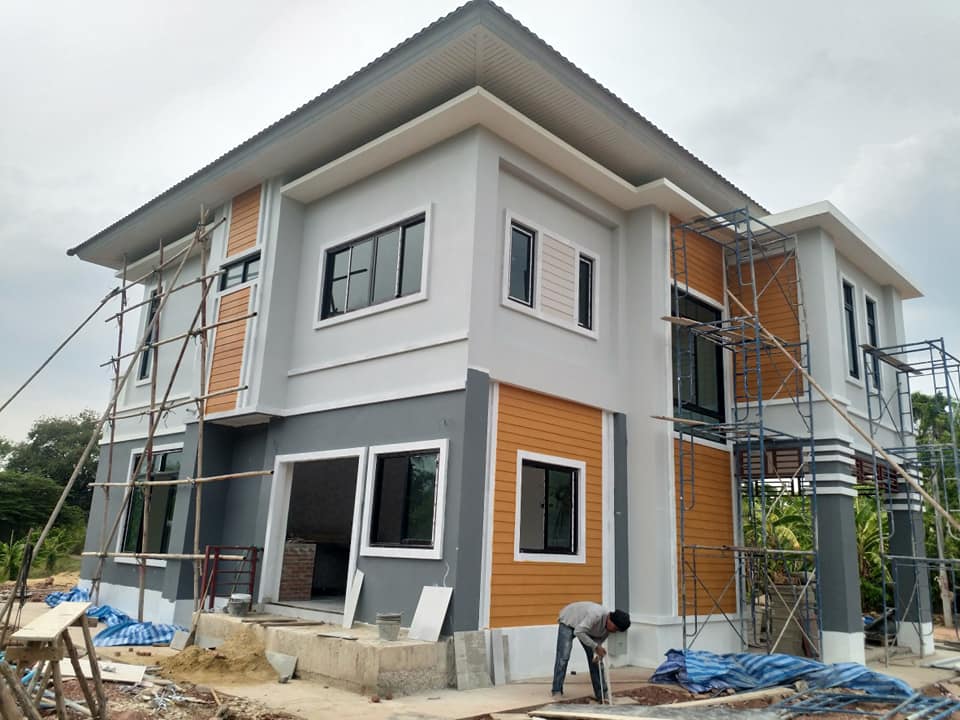 งานสถาปัตย์ภายใน บานไม้แดง, ฝ้าสเตป, เคาน์เตอร์ชั้นวางทีวี ออกแบบ ตาม ...