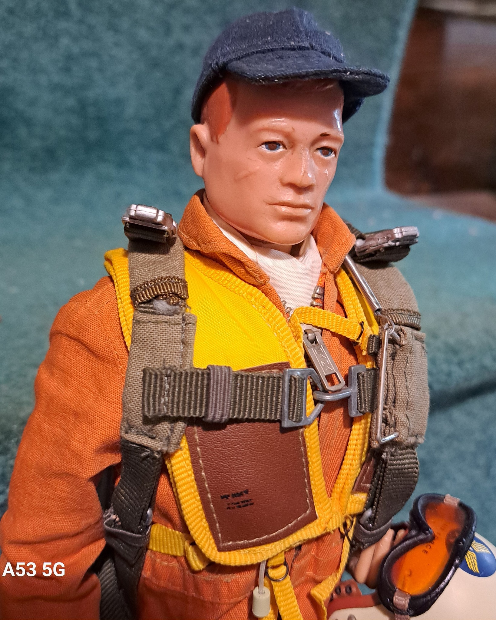 Vintage GI Joe figure in original orange flight suit