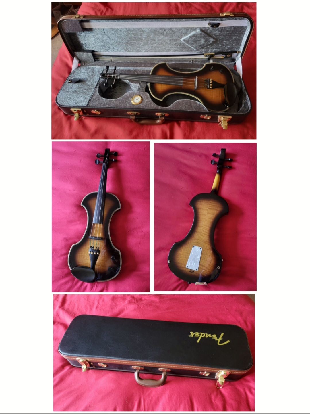 レア Fender FV-3 エレキバイオリン 専用ケース等 付属品多数 弦楽器 ELECTRIC • VIOLIN *  ( Fender FV3 Deluxe Violin Sunburst