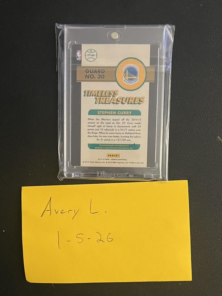 2014 Donruss Stephen Curry Timeless Patch Auto /99 $800. Patch is 