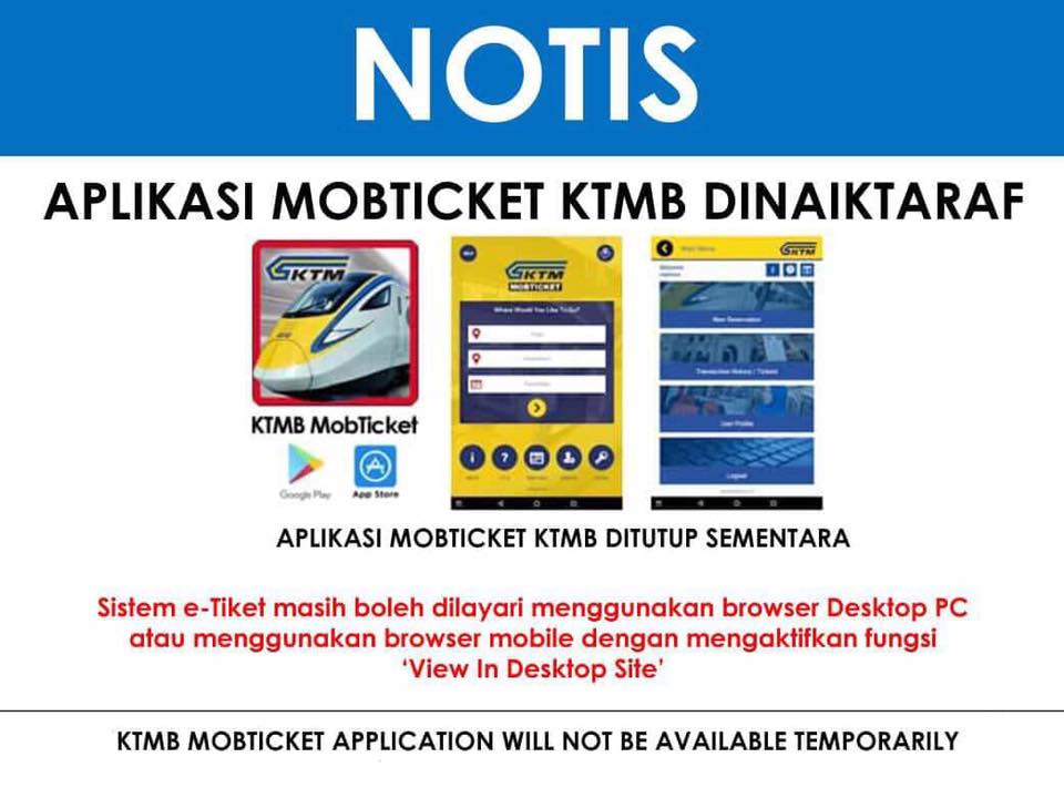KTM Berhad - APLIKASI MOBTICKET KTMB SEDANG DIKEMAS KINI... | Facebook