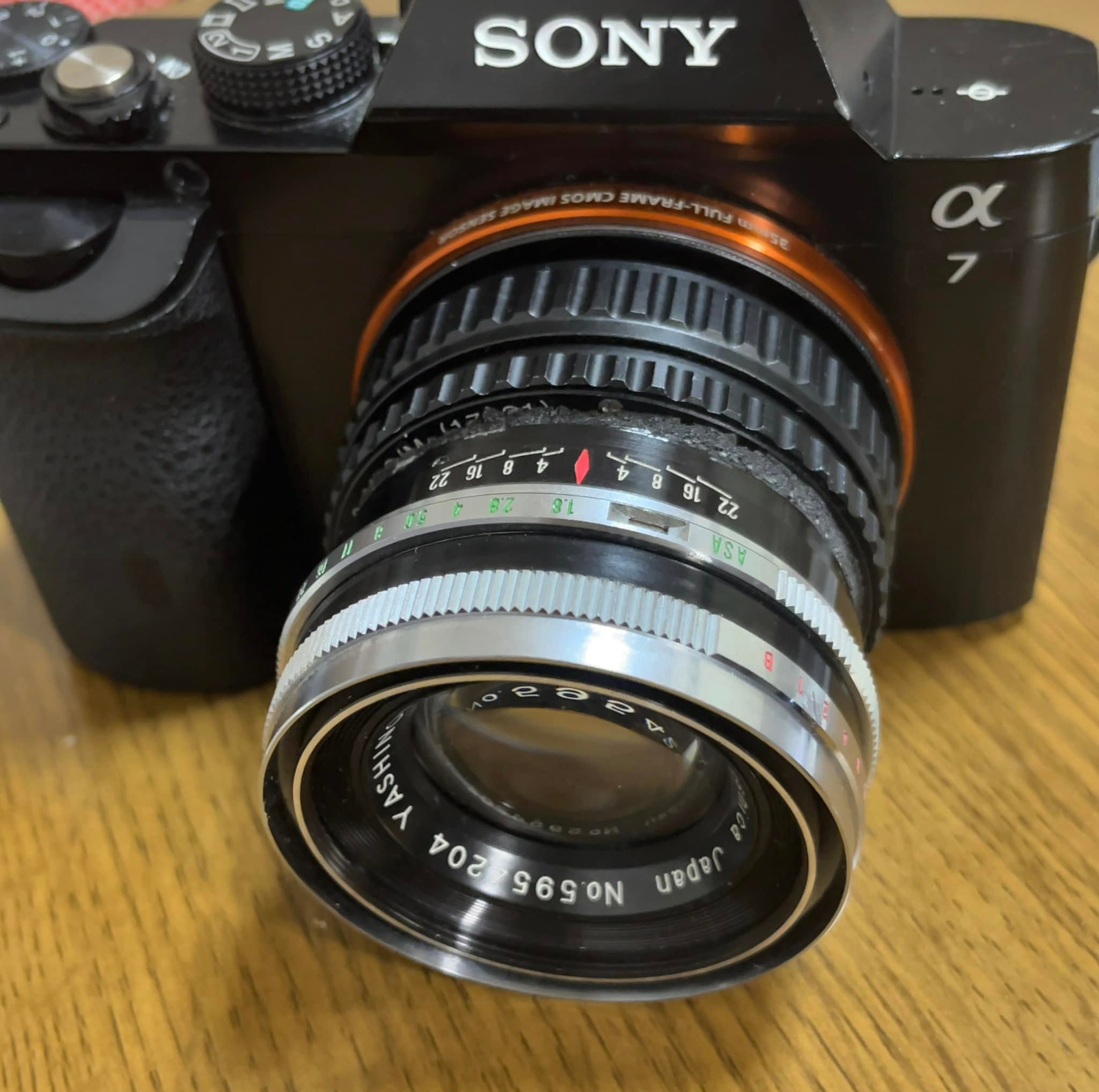 Yashica 100mm f4 bellows lens on Sony E
