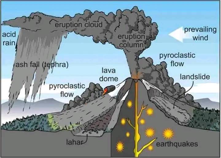 Geologist | This diagram shows what happens during a volcanic eruption ...