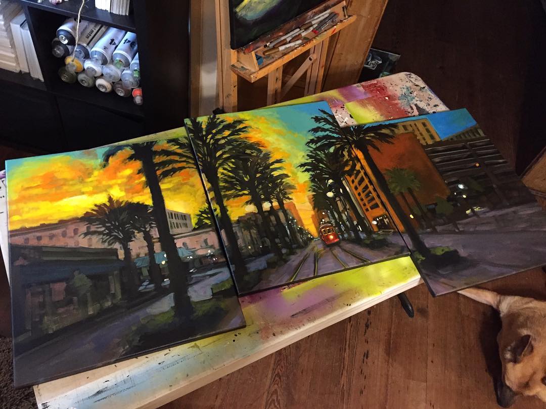 Mellissa Moore Art New triptych available! Sunrise over Canal Street