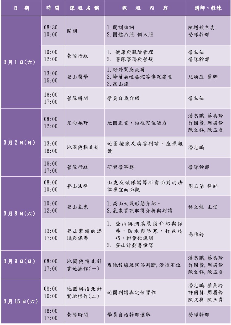 中搜單項訓練課程 | 2025中搜- 第21期登山安全教育與技能研習營簡章 | Facebook