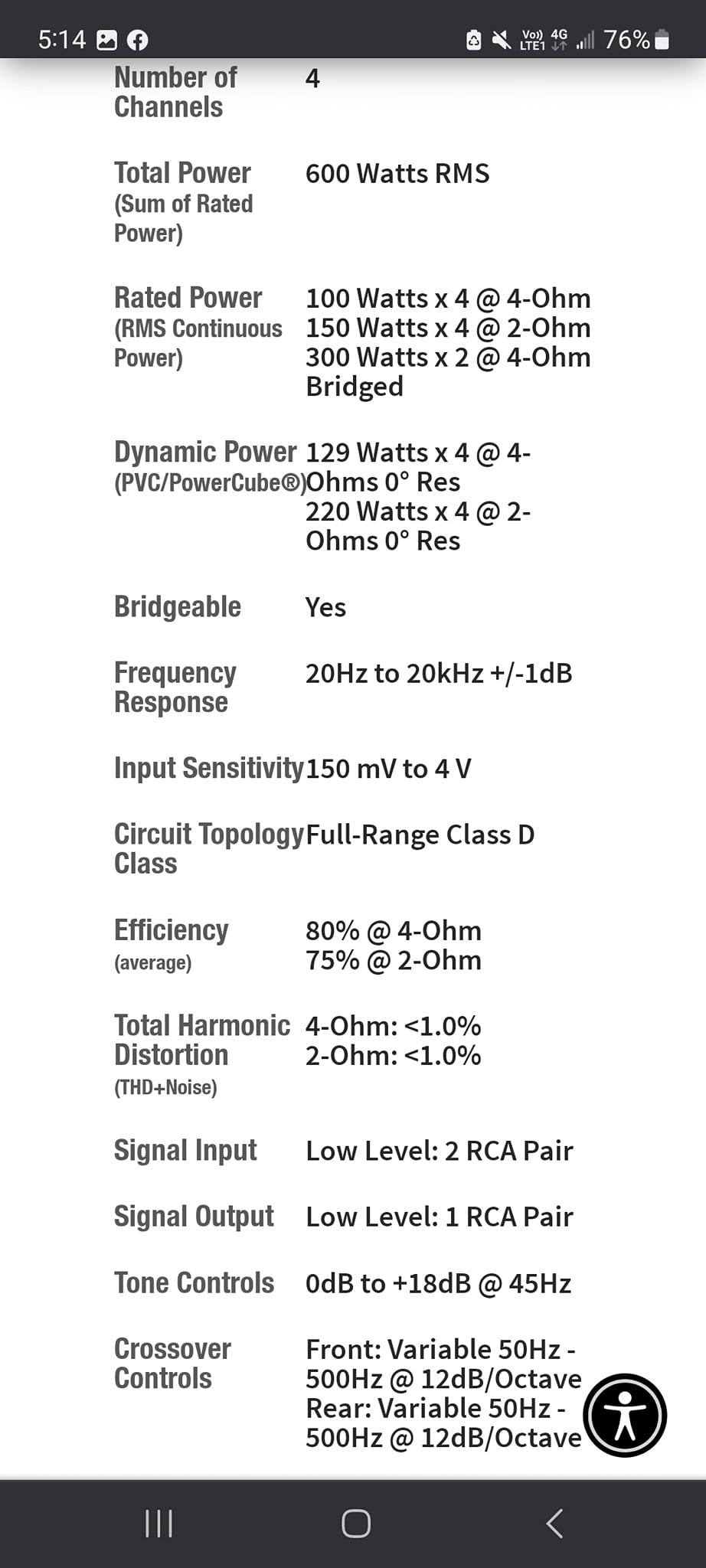 Will Rockford Fosgate R600-4D support component speakers at 20kHz