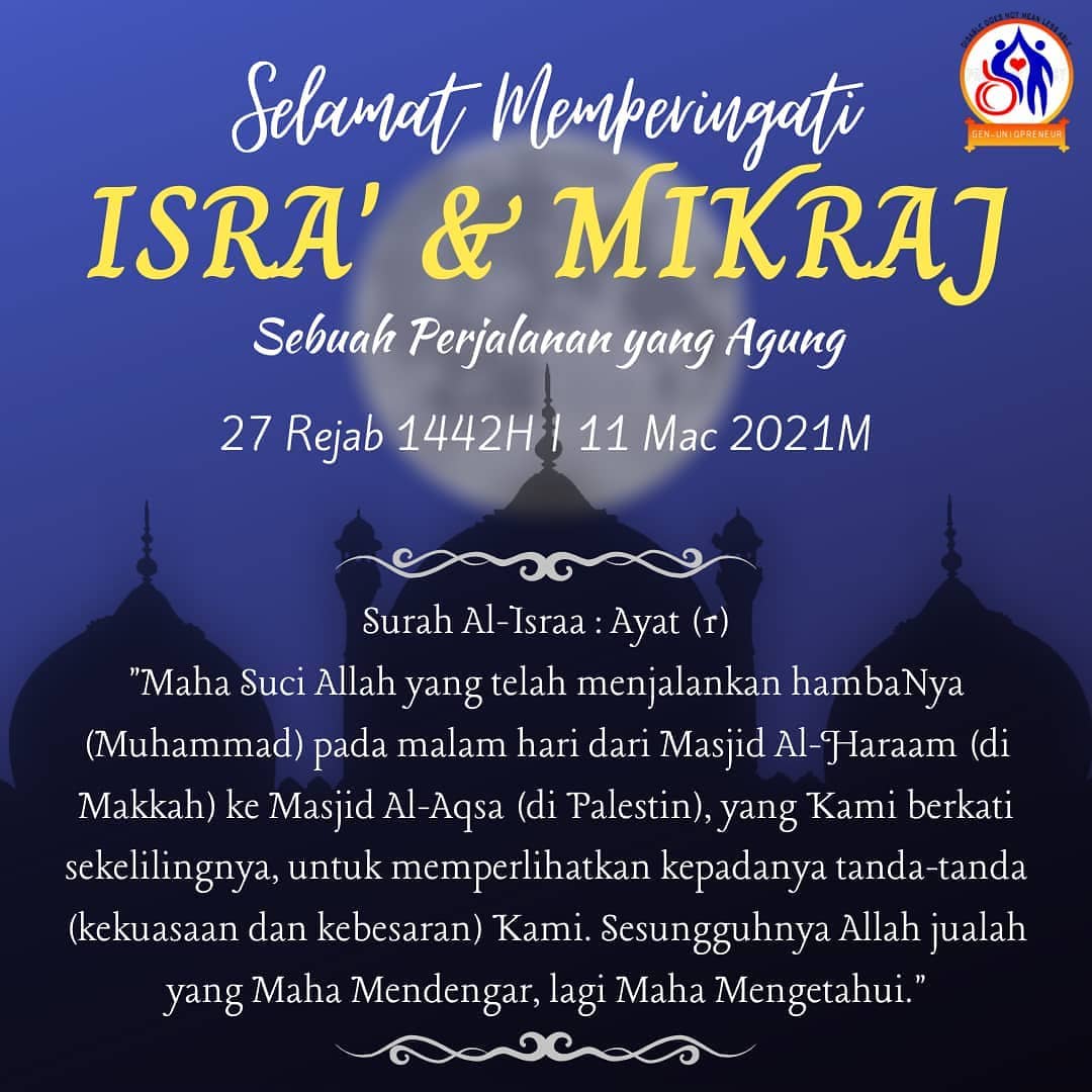 Gen Uniqprenuer Uitm Pasir Gudang Puasa Pada 27 Bulan Rejab Sama Seperti Berpuasa Enam Puluh Bulan Pahalanya Jika Disertai Dengan Sedekah Seperti Puasa Seribu Tahun Kerana Kebesaran Hari Israk Mikraj Dan Ini Amalan