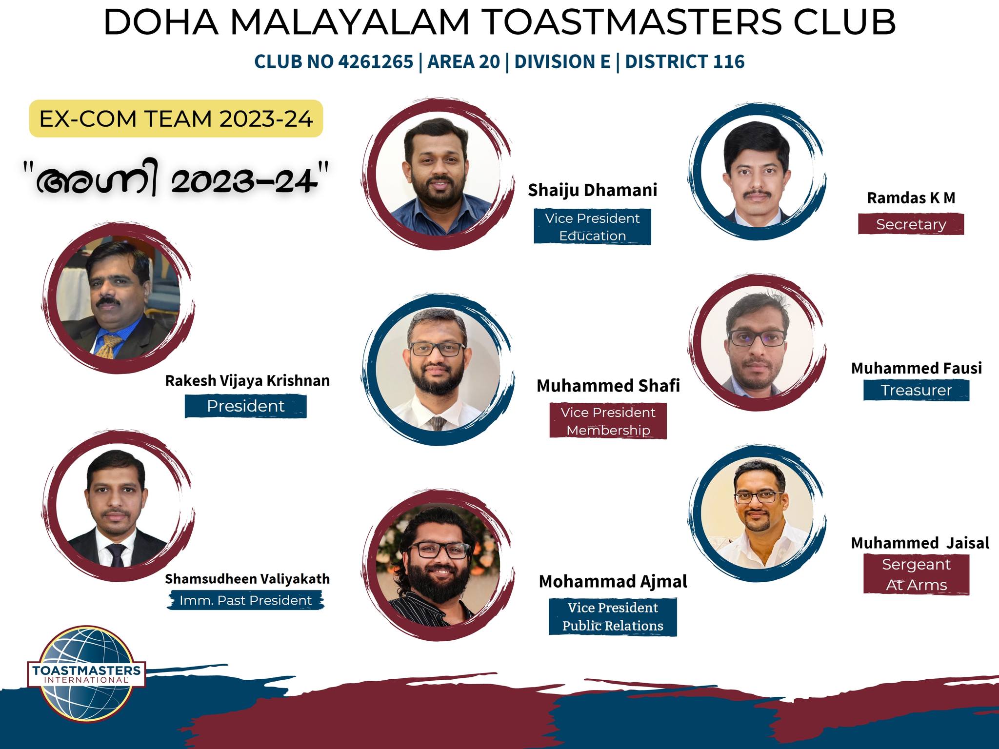 Congratulations to the new Ex-com of Doha Malayalam Toastmasters Club ...