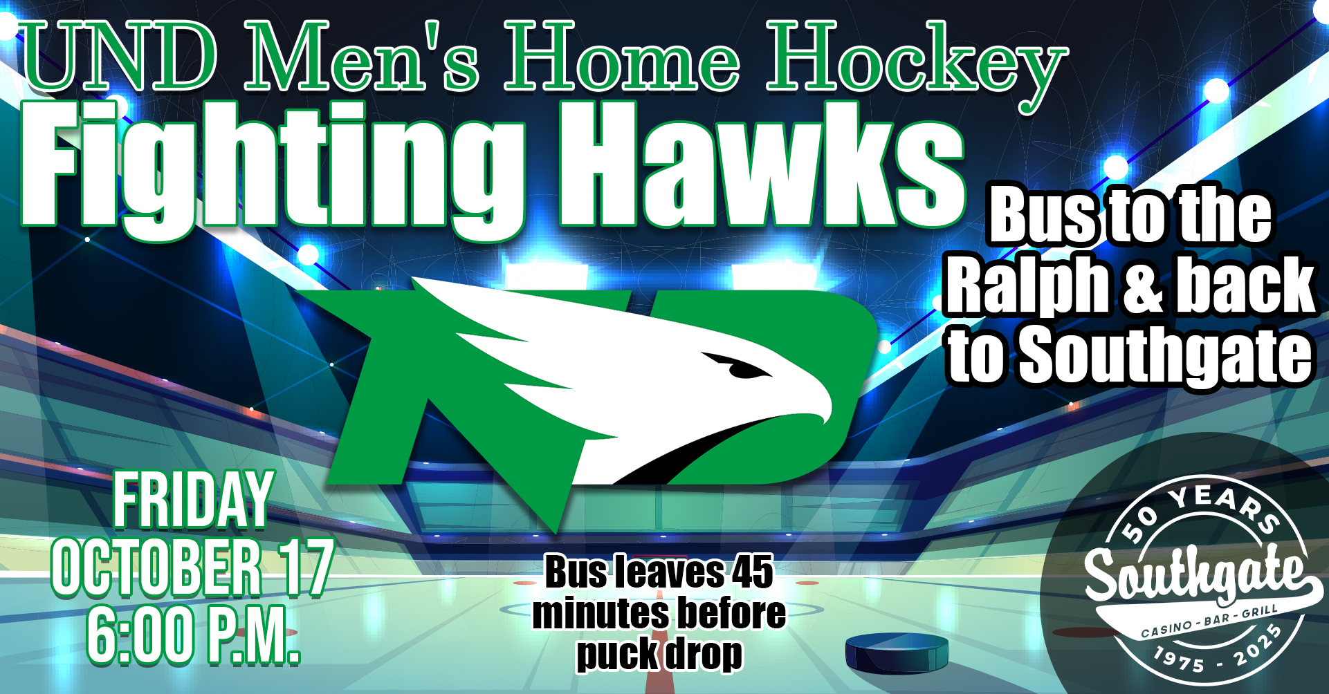 Bus to UND Men's Hockey @ Southgate