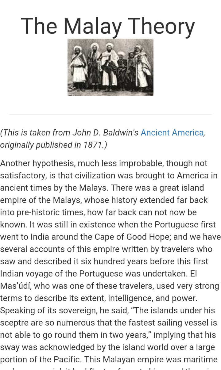 Kutubkhanah Malaya Bangsa Melayu Membawa Tamadun Ke Amerika The Malay Theory This Is Taken From John D Baldwin S Ancient America Originally Published In 1871 Another Hypothesis Much Less Improbable Though Not