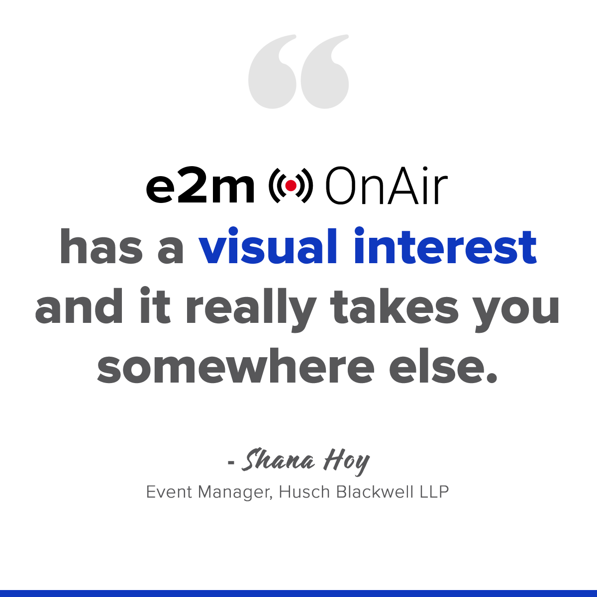 E2m Live Shana Hoy Event Manager At Husch Blackwell Llp Shares Her Experience Working With E2m During Their 3 Week Virtual Event Watch The Full Testimonial Https Youtu Be H7qgmyg0i94 Virtualevent Clientdiaries Eventplanner