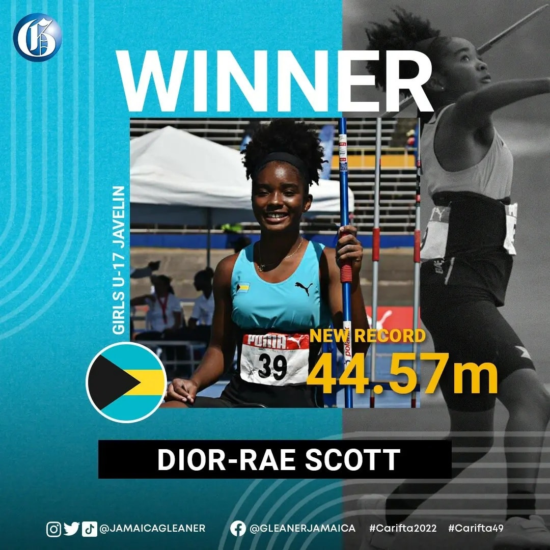 Jamaica Gleaner - A record breaking throw from Dior-Rae...