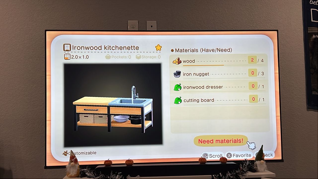 Where to get ironwood dresser and cutting board in Animal Crossing