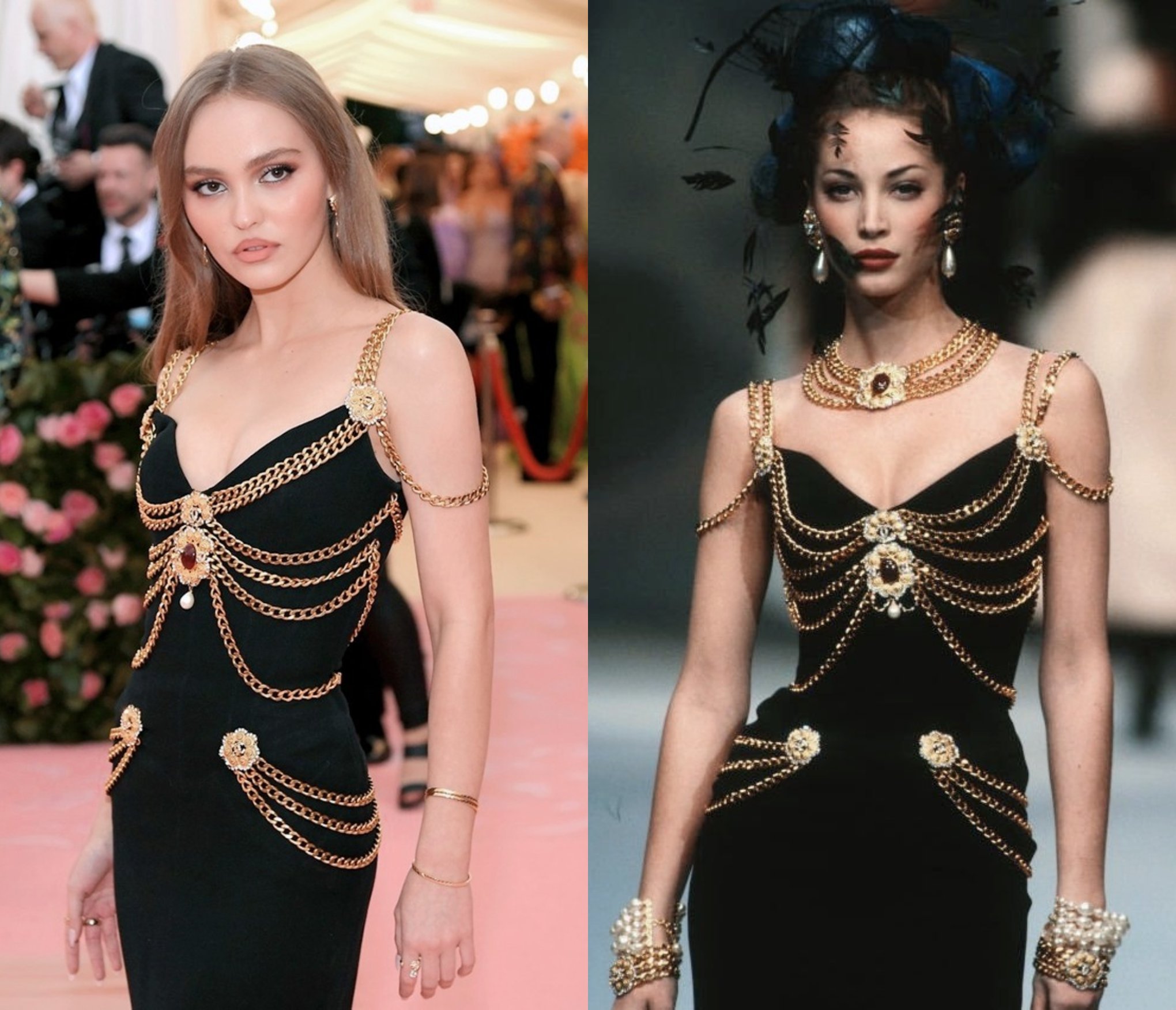 90s chanel dress lily rose depp At the Met Gala, wore a vintage haute couture spring/summer 1992 dress, first worn by Christy Turlington on the catwalk. 💕💕💕 Size:11.5 Collection: SS26 MATERNITY DROP 2 Juliet JT2640G Long Formal