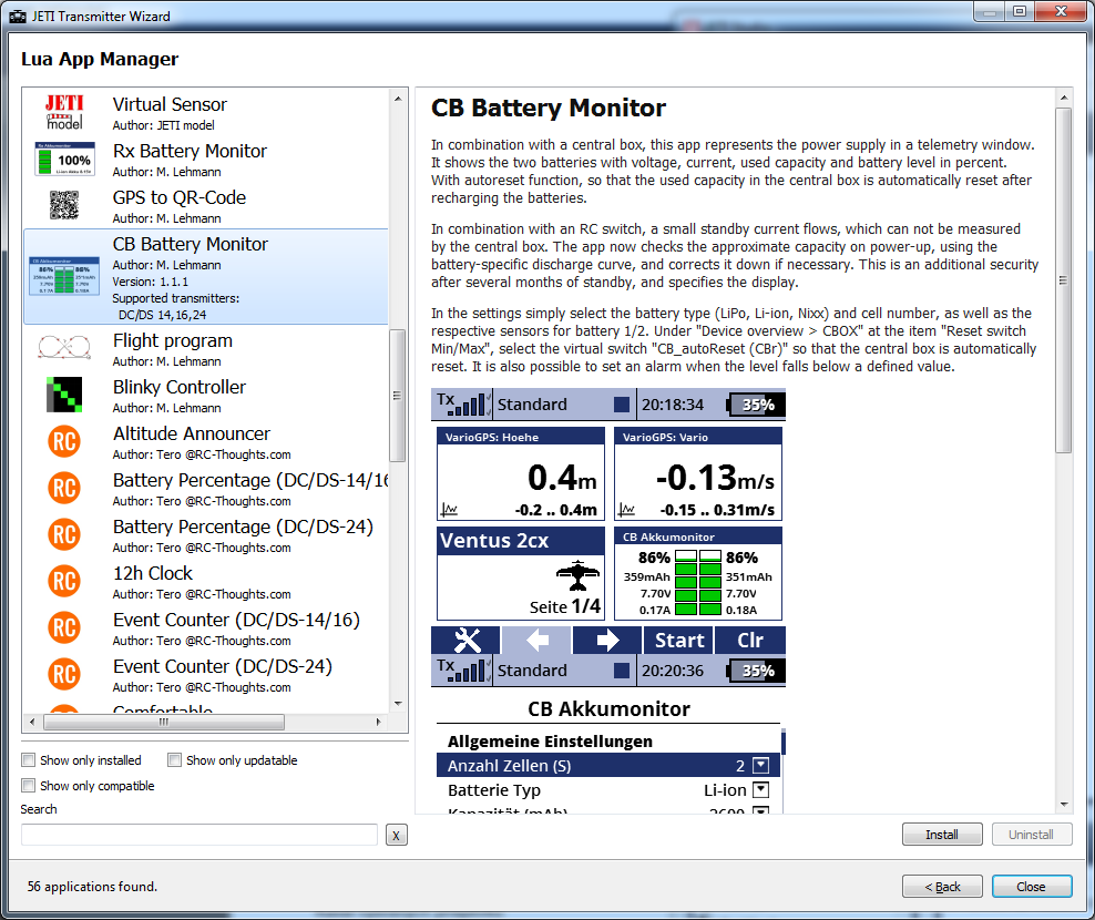 JETI model - Updated Lua apps are now available via JETI...