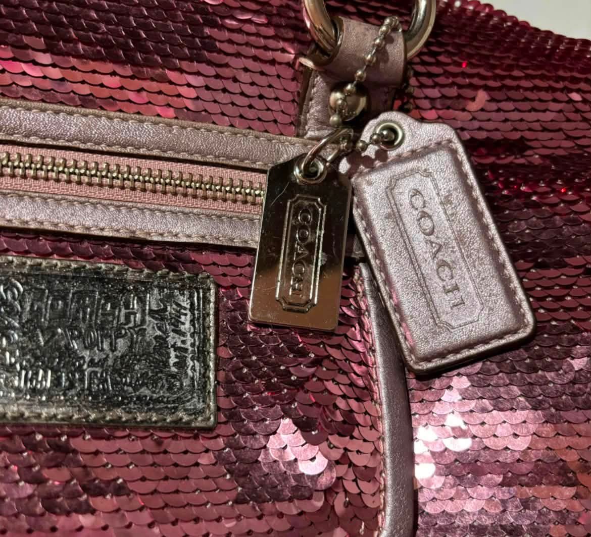 Price for rare coach metallic pink sequins tote bag?