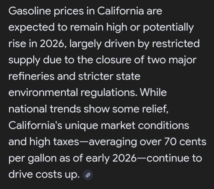 I'm guessing the governor of california expects us to pay $10 a gallon ...