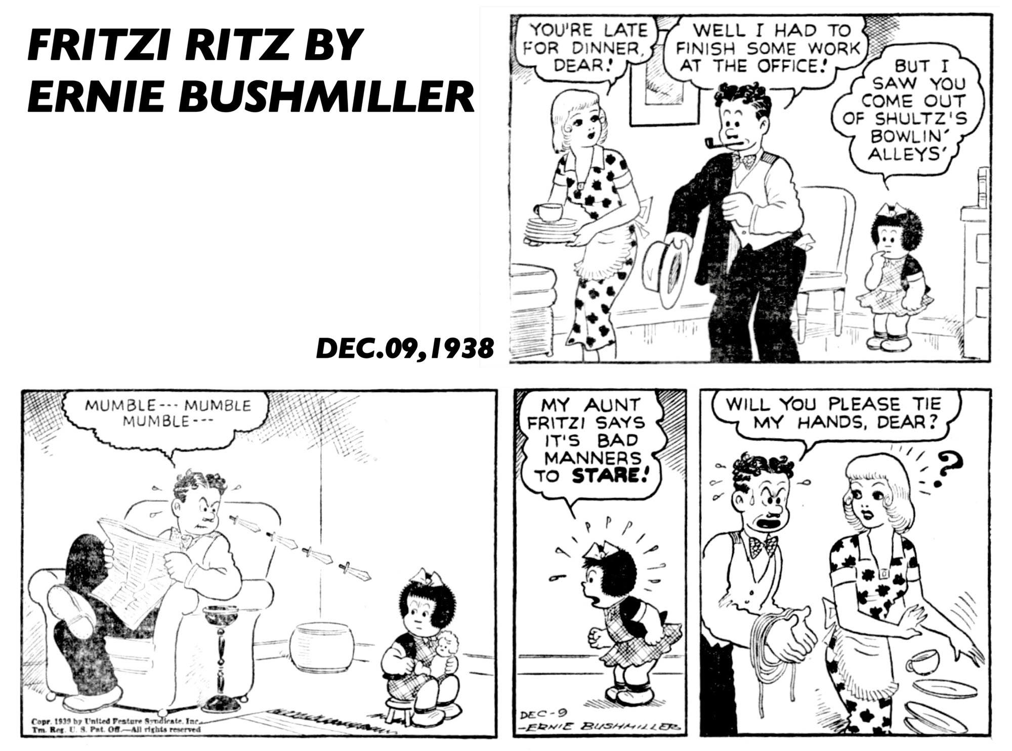 Fritzi Ritz by Ernie Bushmiller December 9, 1938