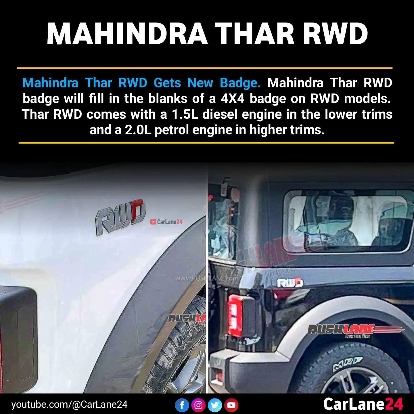 CarLane24 - Mahindra Thar RWD Gets New Badge. Mahindra Thar RWD badge ...