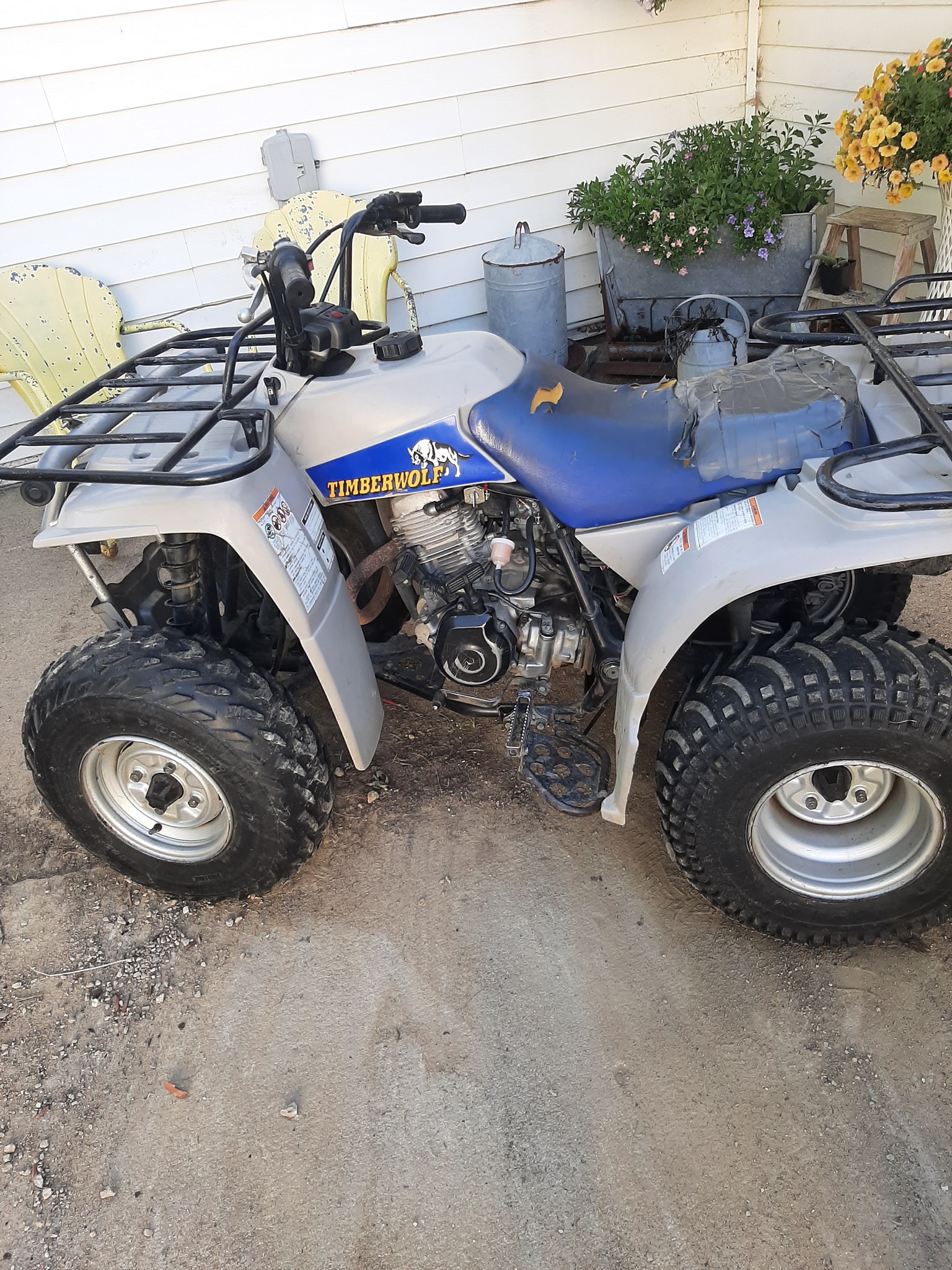 Wow what a beauty. 1994 Yamaha Timberwolf 250 4X4 All completely 