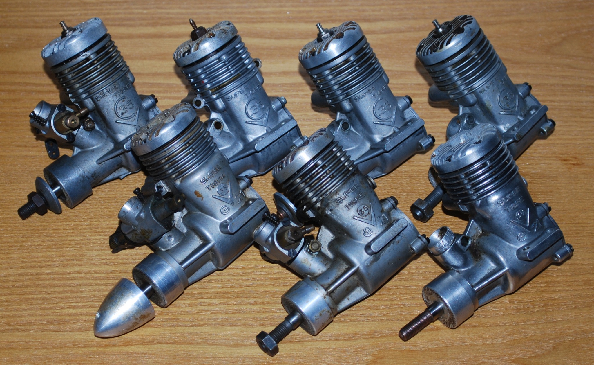 My collection of model engines, Enya 35, MAX OS 25, Super Tigre