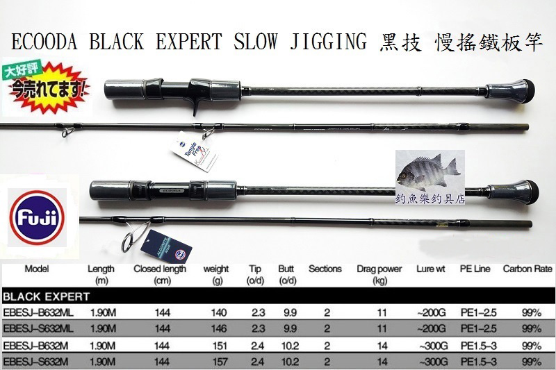釣魚樂釣具 - ECOODA Black Expert Slow Jigging 黑技 慢搖鐵板竿 店舖地址:...