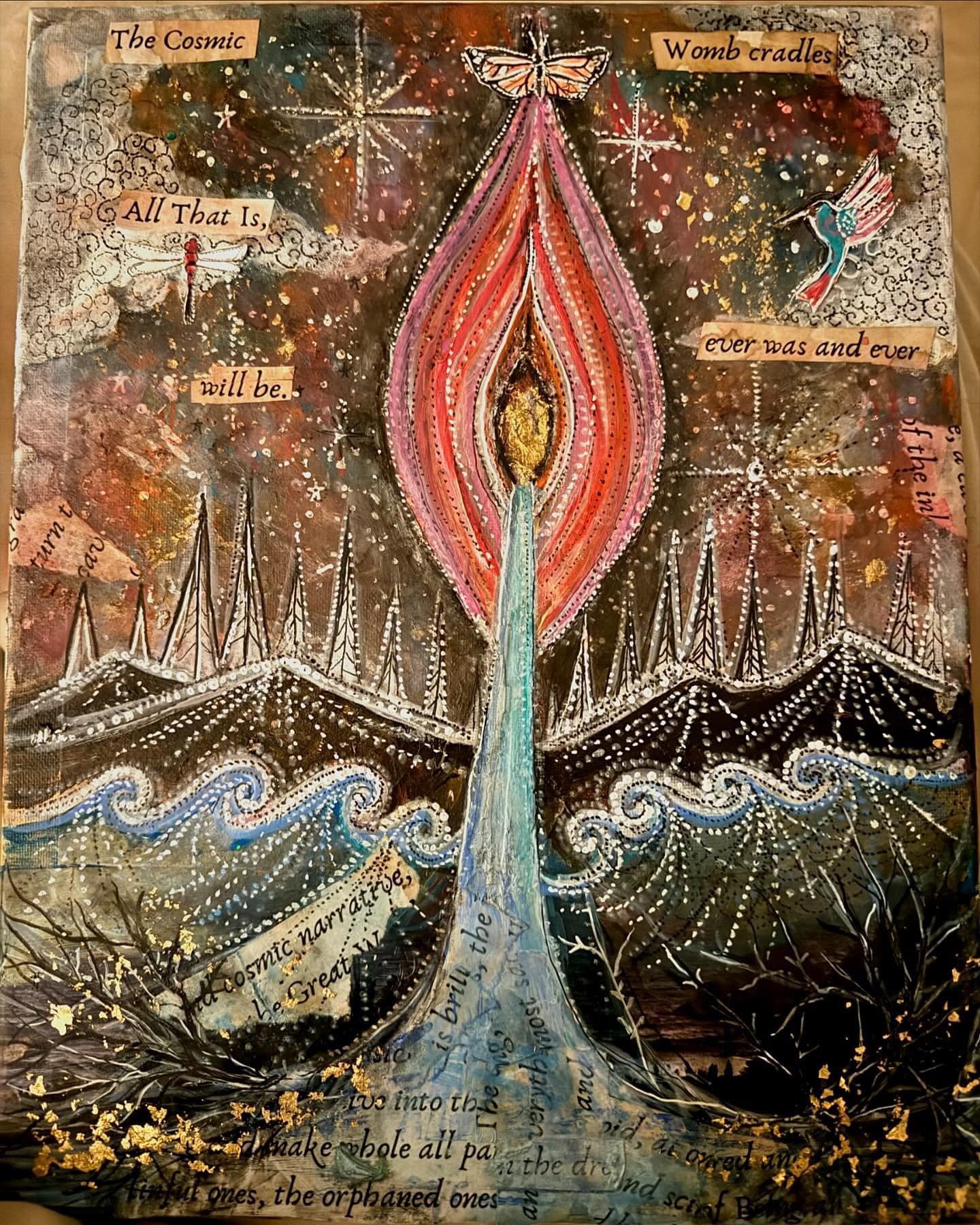 絵画 the memory in the womb Surreal cosmic womb art by Sabrina Puha