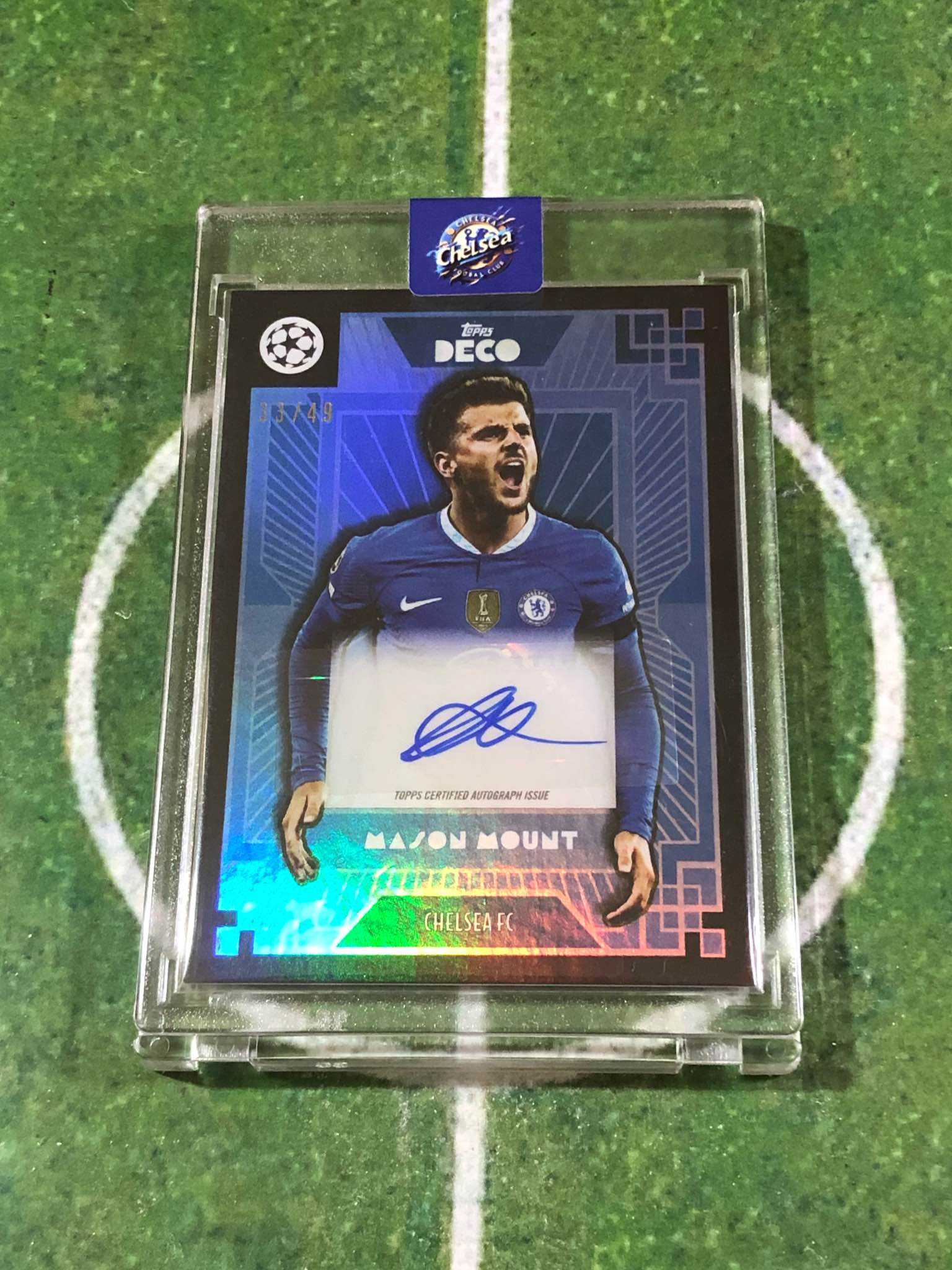 2022-23 Topps Deco Chelsea fc Mason Mount blue auto 33/49 1200