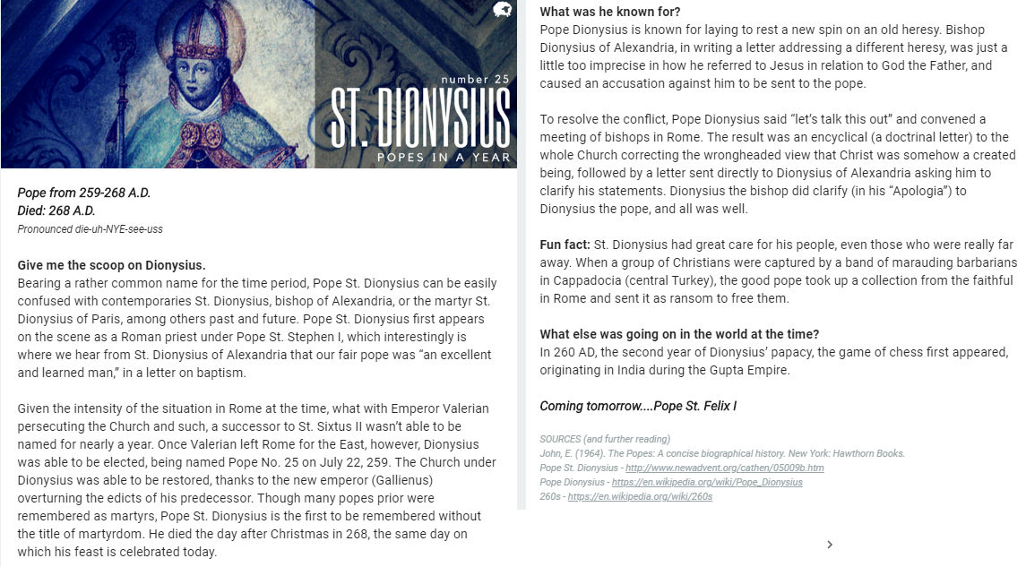Cool Catholics - POPES IN A YEAR 25. ST. DIONYSIUS Pope from 259-268 A ...