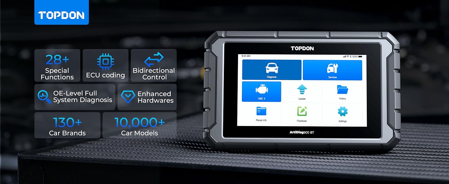 Scanner Diagnostic Auto TOPDON Phoenix Lite2 OBD2 - Écran 8", 35+ Fonctions Spéciales, Mise à Jour 2 Ans Gratuite