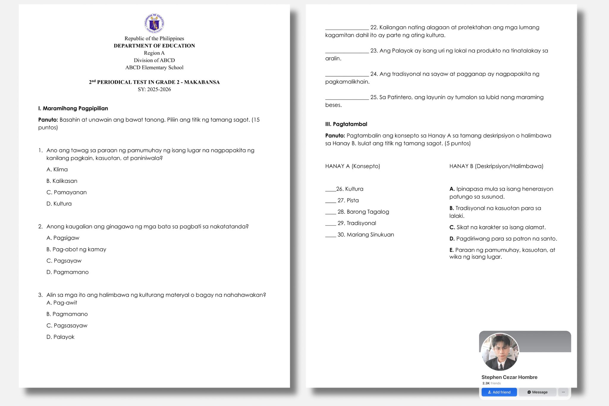Deped Matatag Grade 2 Complete Files | GRADE 2 - 2nd Periodical Test ...