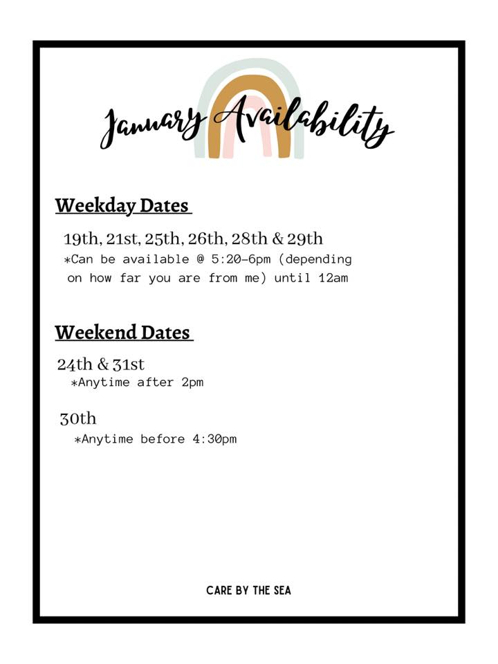 Care - Woohoo!!! 🥳🥳🎉🎉💗💗 Here is January’s Availability!! I will be ...