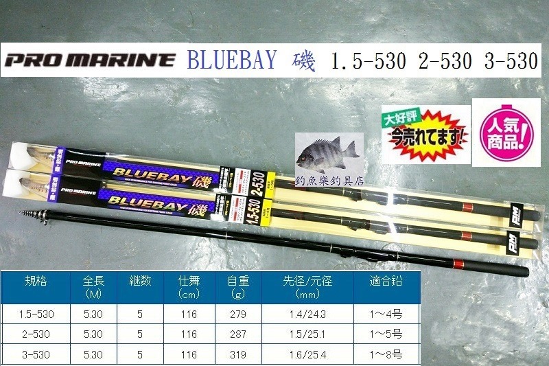 Pro Marine BlueBay 磯竿1.5-530 / 2-530 / 3-530 購買方法： ￭ 親臨