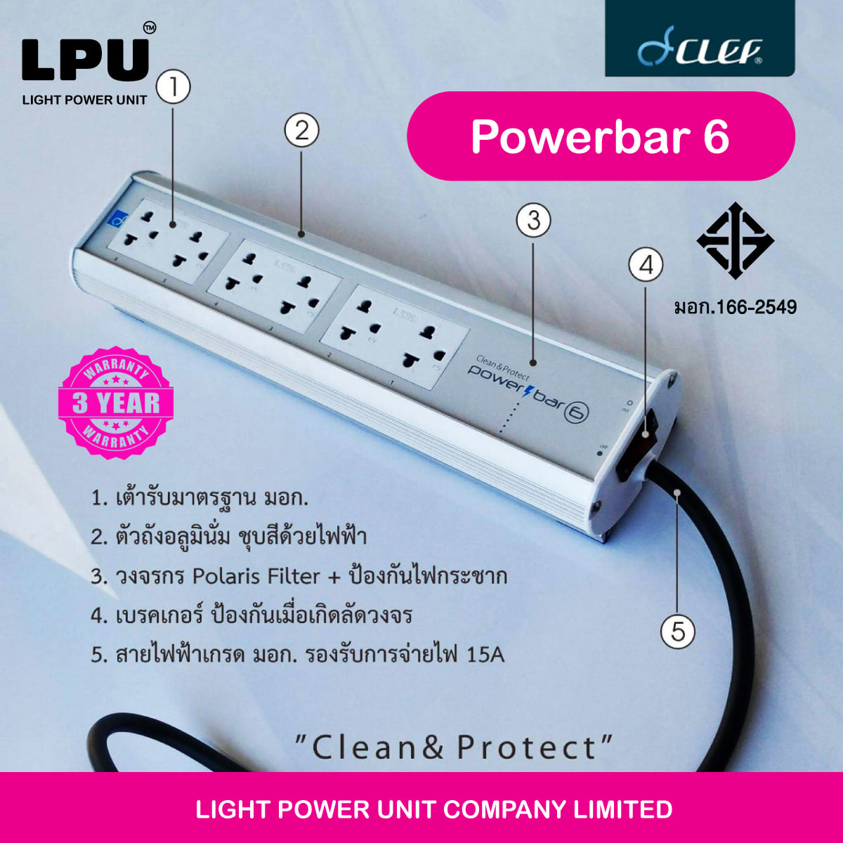 LPU Store - Clef Audio Powerbar 6 ปลั๊กวงจรกรองไฟ สายยาว... | Facebook
