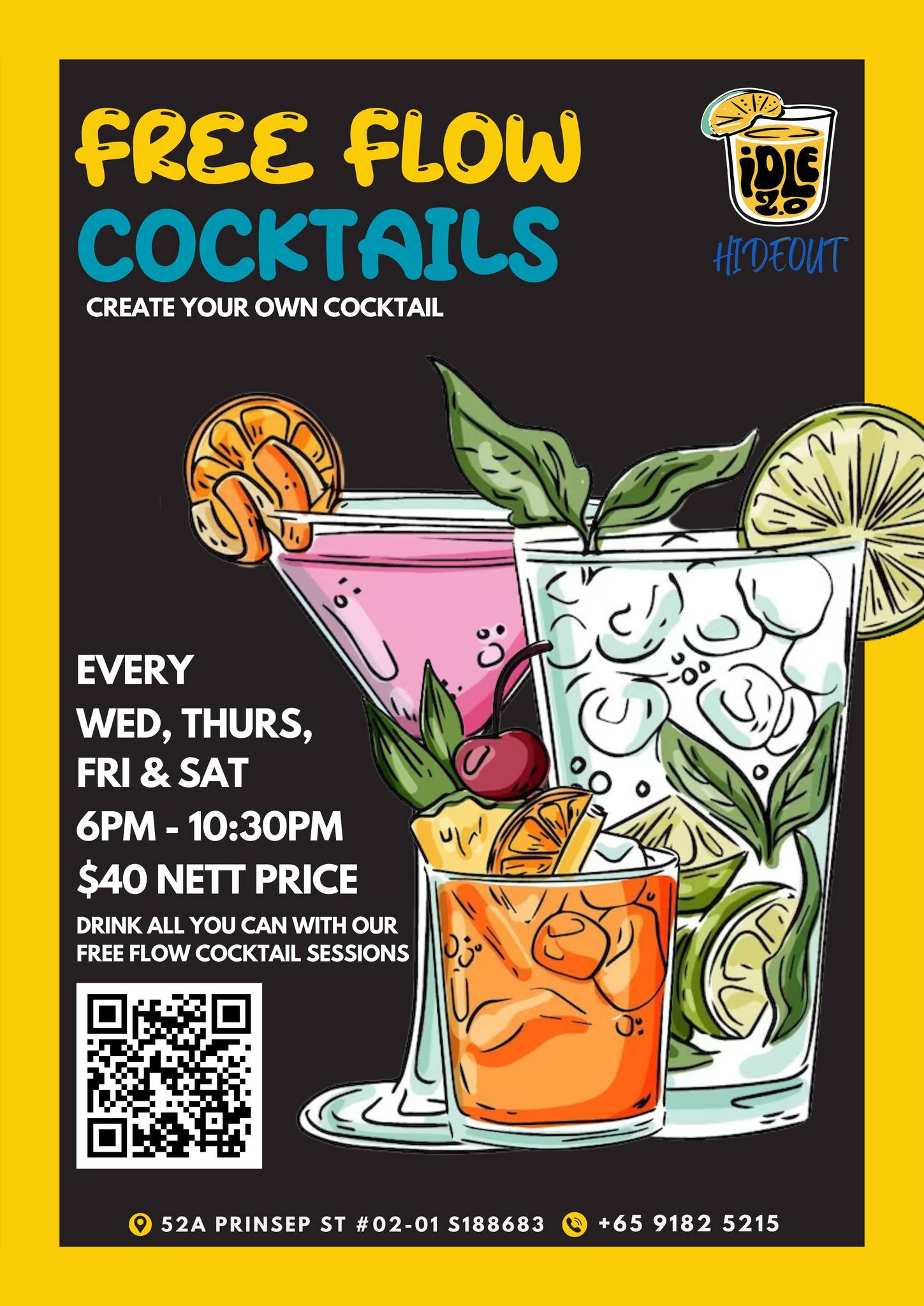 Idle at prinsep - Free-flow cocktails all night long with the purchase ...