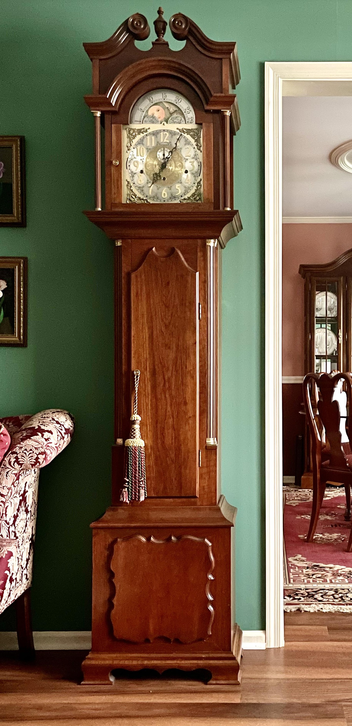 1980 trend triple chime clock with cherry case