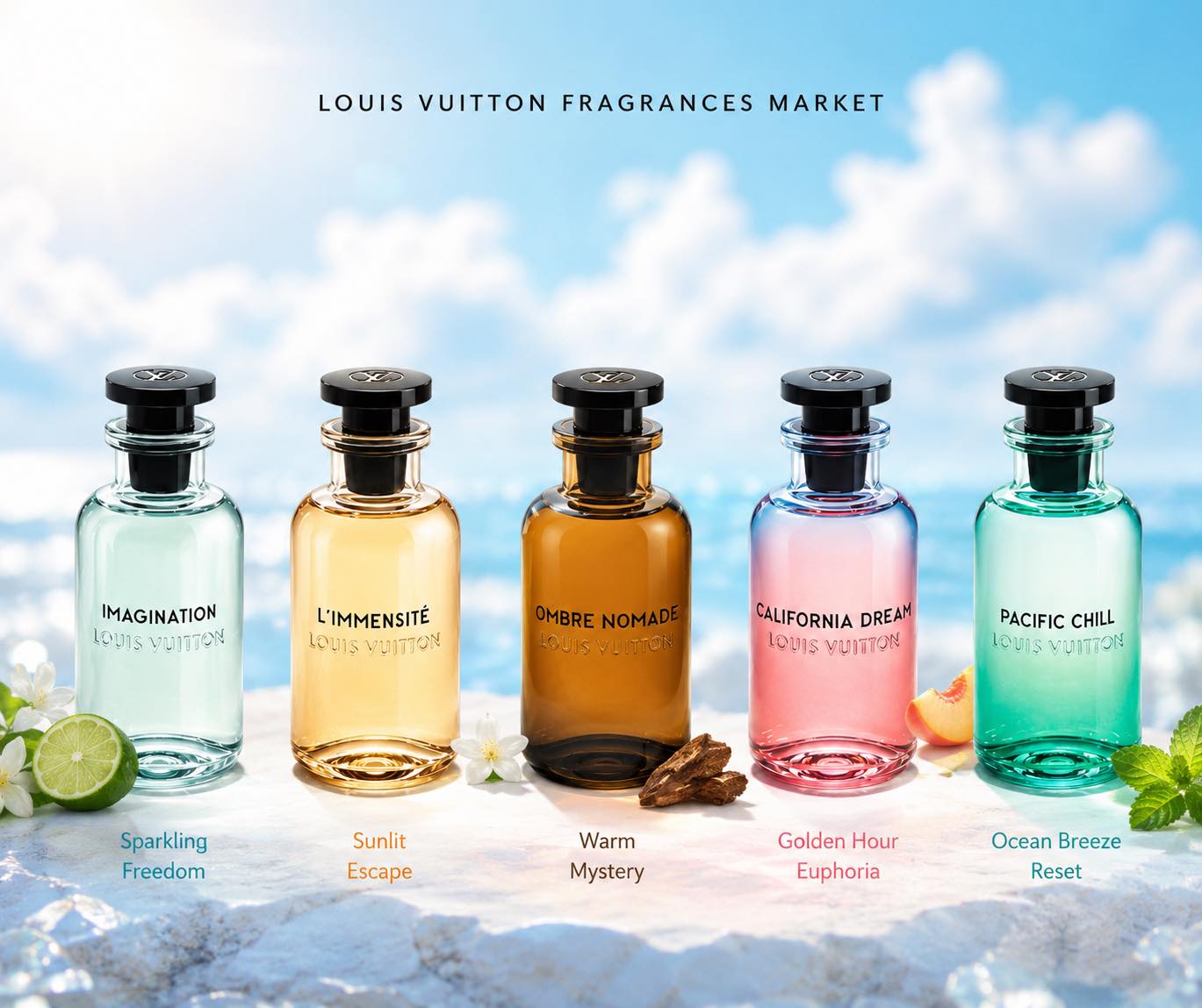The Louis Vuitton Eau de Parfum Set includes fragrances inspired 