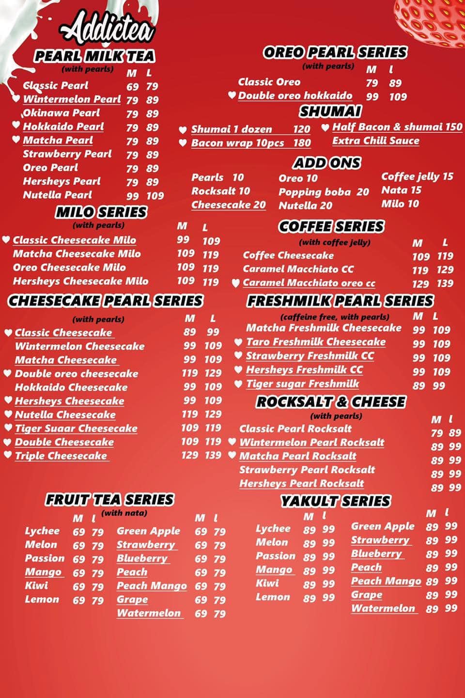 Addictea’s Menu list 🤩 We are open for... - Addictea Balasan | Facebook