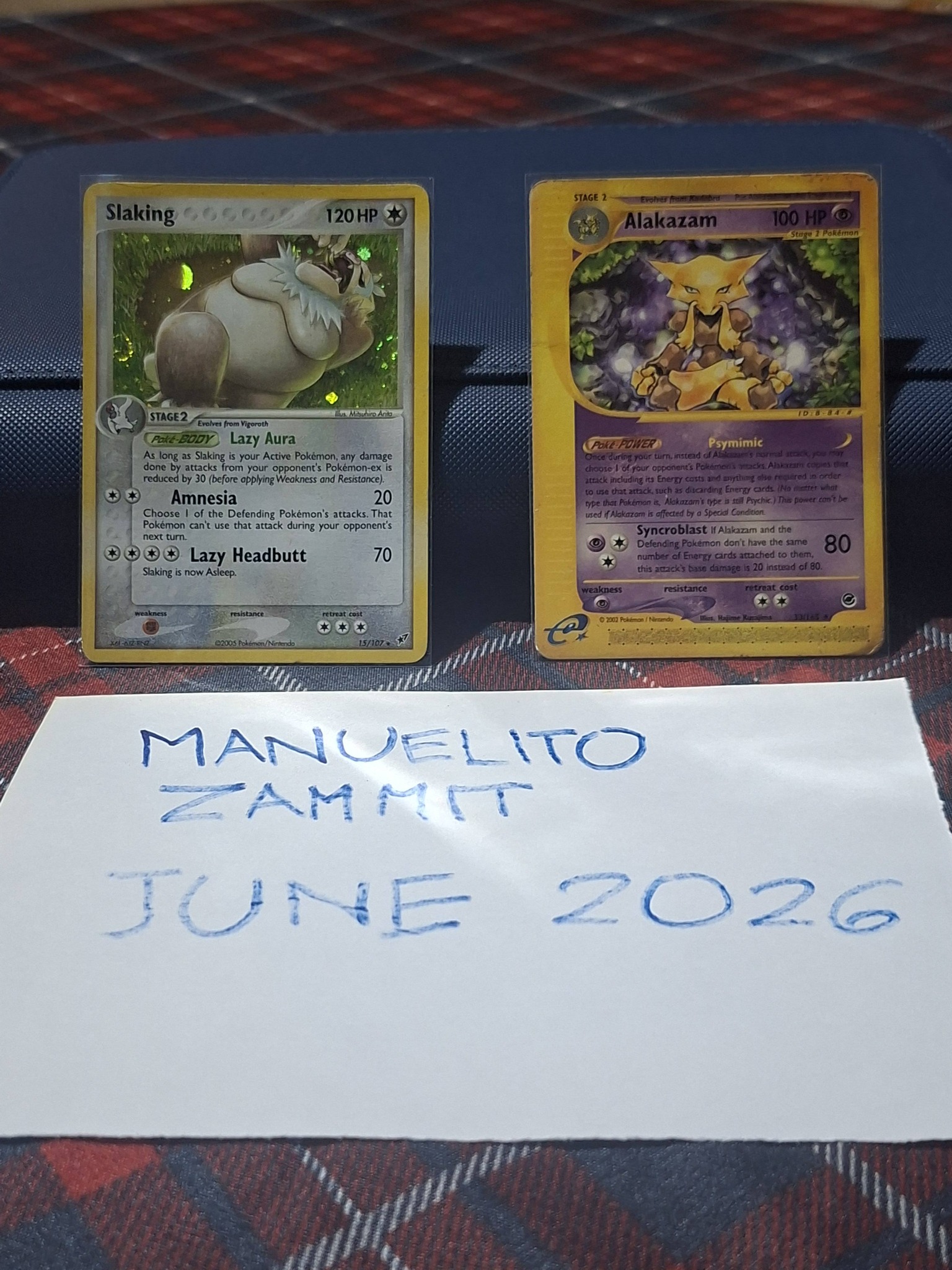 Pokémon cards for sale: Slaking holo rare and Alakazam