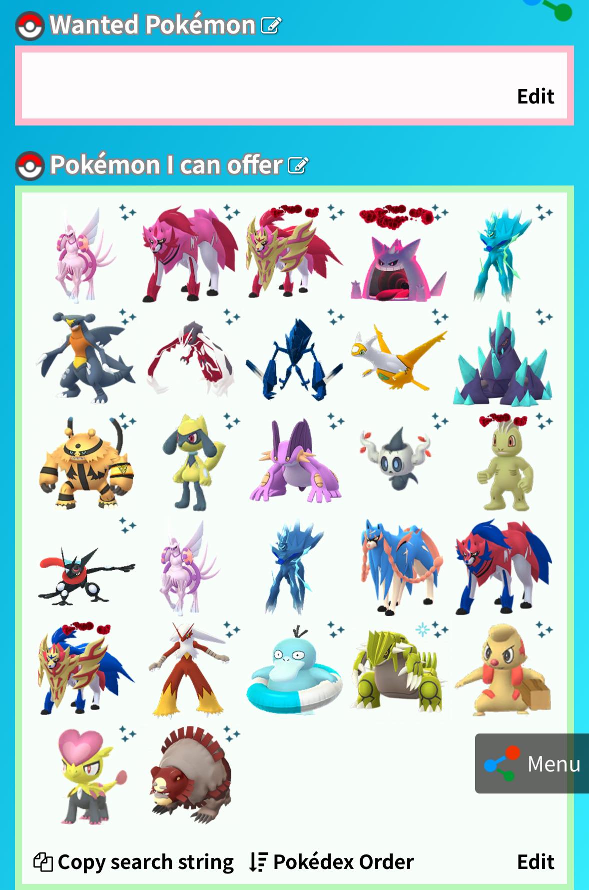 Palkia, Dialga, and Zacian trade offers wanted in Pokémon Go