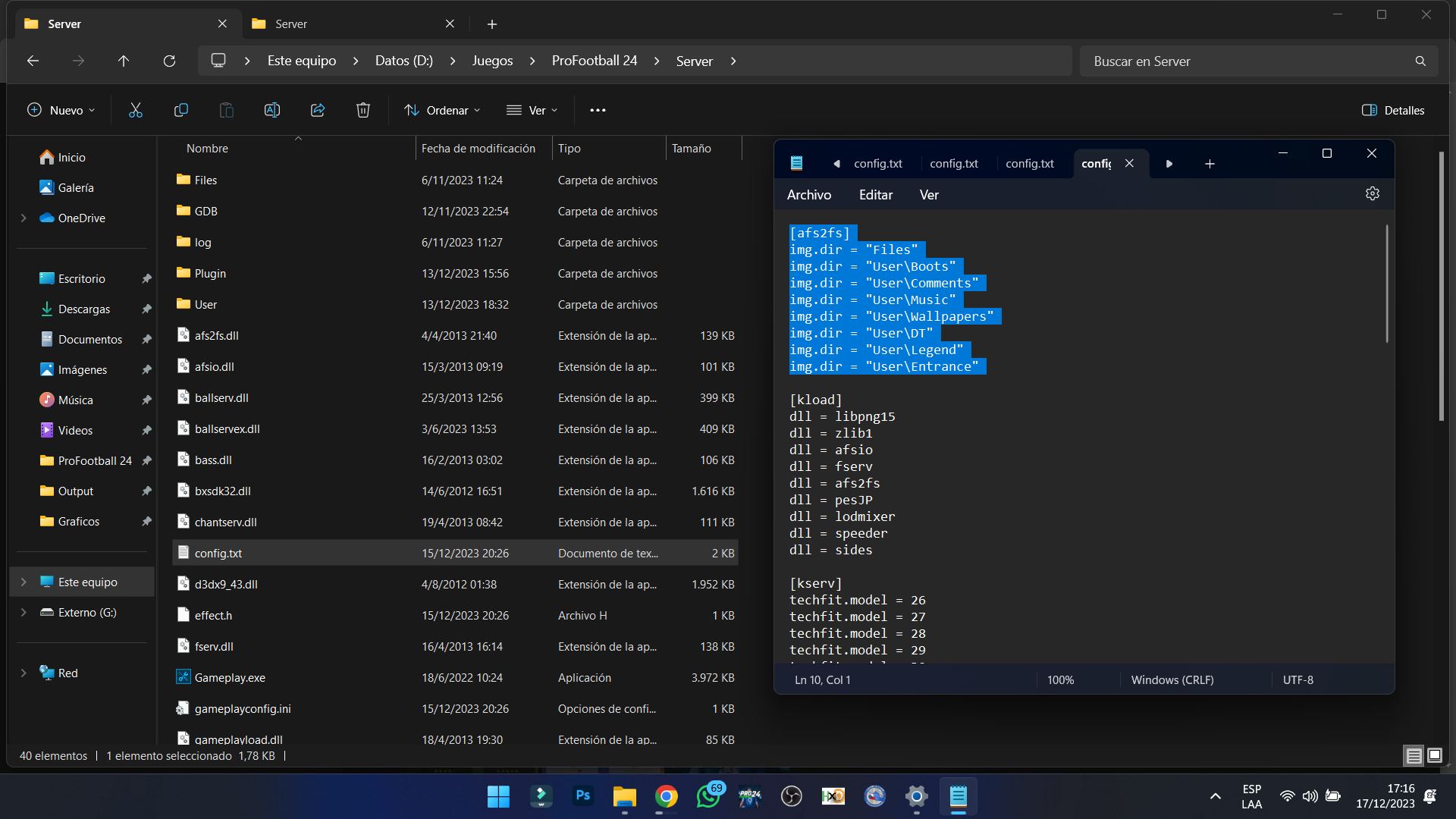 ProFootball - FACE PARA DT Server/config.txt...